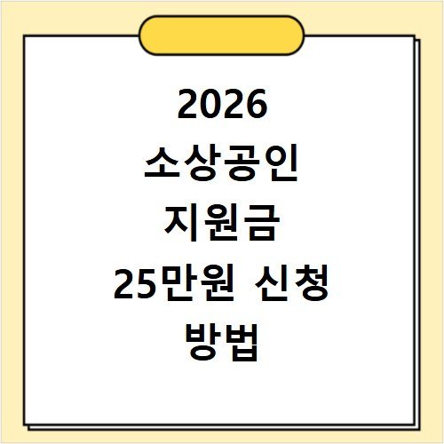 2026 소상공인 지원금 25만원 신청 방법 사용처