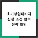 초기창업패키지 신청 조건 합격 전략 확인