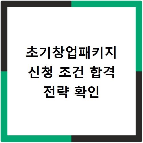 초기창업패키지 신청 조건 합격 전략 확인