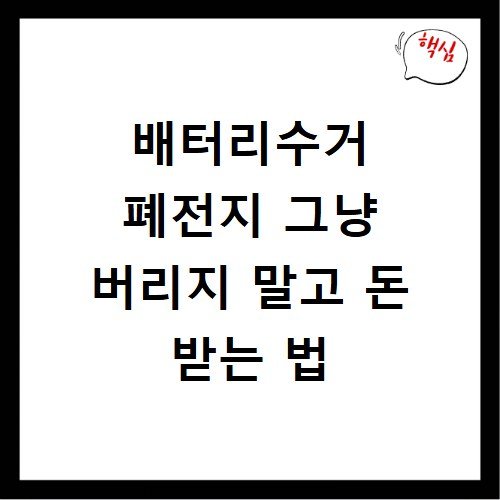 배터리수거 폐전지 그냥 버리지 말고 돈 받는 법